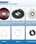 Upgraded 4392067 Dryer Repair Kit With W10837240 Idler Pulley Includes WPW10314173 Drum Roller Set 661570V Belt And 279640 Replacement
