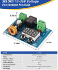 12V To 36V DC Voltage Protection Module Pack Of 2 with digital display and connectors, sized 2.24 x 1.65 x 0.75 inches