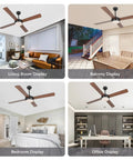 52 Inch Ceiling Fan With Light Remote Control Dope DC Motor Dimmable Lighting 6 Speeds displayed in various room settings