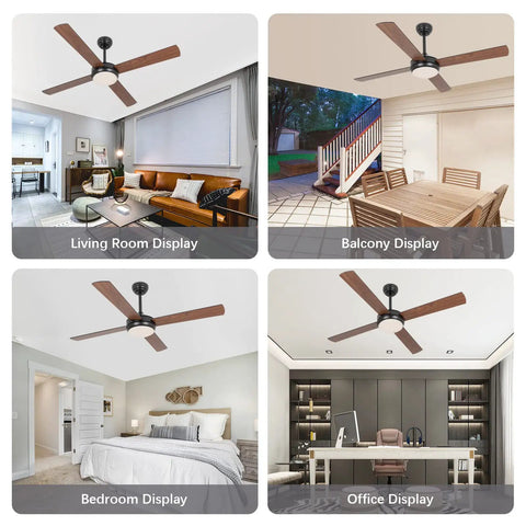 52 Inch Ceiling Fan With Light Remote Control Dope DC Motor Dimmable Lighting 6 Speeds displayed in various room settings