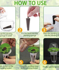 Instructional diagram for All In One Indoor Garden Seed Pod Kit For Hydroponics Systems, 73 Piece Set step-by-step use.