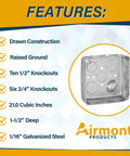 4 Inch Square Electrical Box And 2 Gang Duplex Receptacle Exposed Work Cover Pack With Crushed Corners Drawn Construction