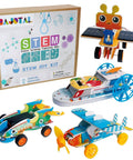 4-In-1 Engineering Kit For Kids Aged 8-12 Build A Mars Rover, A Fast Race Car, A Dope Soaring Glider, And A Paddle Boat; Learn Motor Dynamics And Mechanical Transmission Hands-On, The Ultimate Gift For Curious Builders. STEM DIY kit with four assembled models