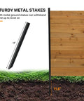 Outdoor Privacy Screen No Dig Wood Garden Fence With Iron Frame, Weatherproof Two Panel Enclosure ground stake setup