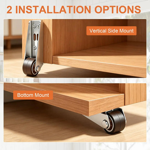 Heavy Duty Vertical Track Roller Wheels For Sliding Barn Doors And Cabinets Smooth Quiet Gliding Floor Guide Hardware Kit showing vertical and bottom mounting options.