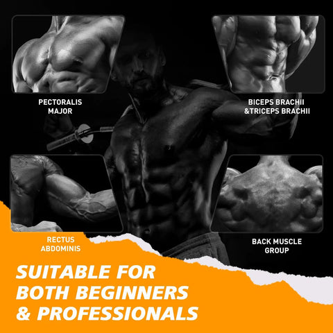Muscular man using Ergonomic EZ Curl Bar For Home Gym Must Have, 47 Inch Bar With 2 Inch Weight Sleeves And Two Spring Collars