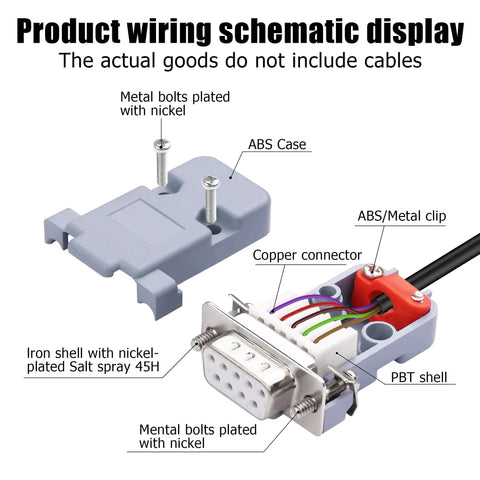DB9 Breakout Solderless Connector Kit For RS232: Female 9 Pin Serial Adapter To Terminal Block With ABS case and components