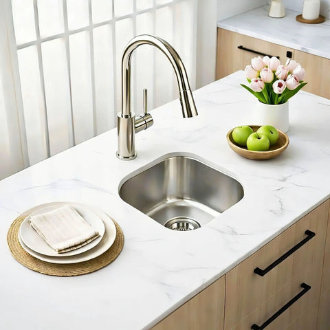 Undermount Bar Sink 13 By 13 Inch, 18 Gauge 304 Stainless Steel Single Bowl With Basket Strainer, Perfect For Wet Bar, RV, Kitchen Island And Small Spaces, Compact Prep Sink For Quick Rinse And Wash