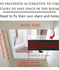 Image showing hole size specifications for the No Fuss Electric Attic Ladder install, highlighting necessary dimensions.