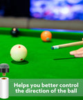 Top Shelf Blue Pool Cue Tips Replacement Kit With Ten Tough Plastic Cue Rings And Twenty Premium Genuine Leather Billiard Club Heads For Quick Rack Maintenance showing cue tip and balls on a green table.