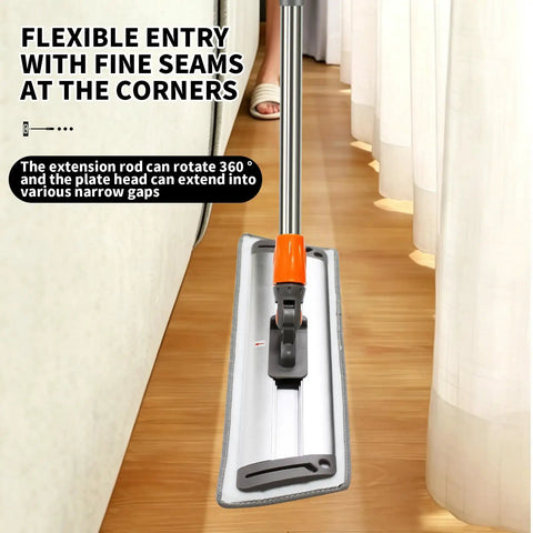 Heavy Duty 17 Inch Microfiber Flat Mop Built Like A Tank For No Sweat Floor Care, flexible mop head reaching narrow gaps.