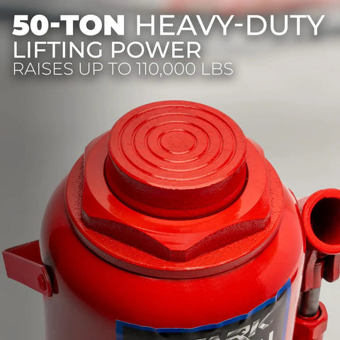 Built Tough 50 Ton Hydraulic Bottle Jack With 100000 Lb Capacity, Low Profile Axle Lift For Big Rig Trucks Buses Trailers And Farm Equipment, Rock Solid Workhorse