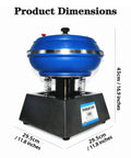 6L Electric Vibratory Tumbler For Polishing And Rust Removal with dimensions 43cm height, 29.5cm width, blue magnetic rock tumbler bowl