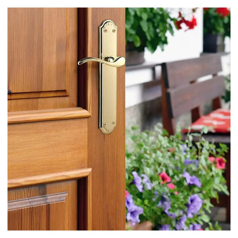 Solid Gold Plated Zinc Alloy Door Handles One Pair Built To Grind European Style Interior Upgrade on wooden door.