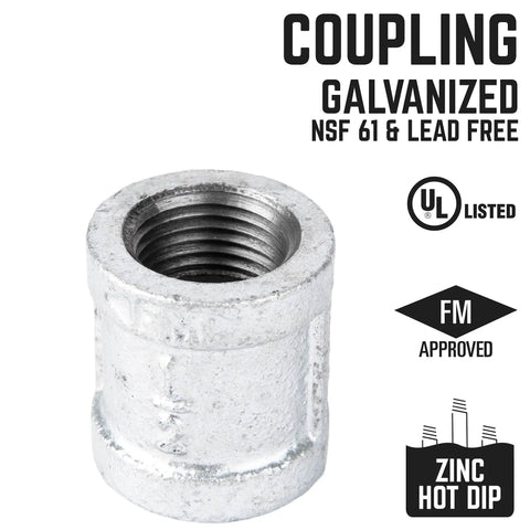 Galvanized Malleable Iron One Half Inch Couplings Kit Ten Pack For DIY Pipe Furniture Building And Home Plumbing Projects Durable Fittings