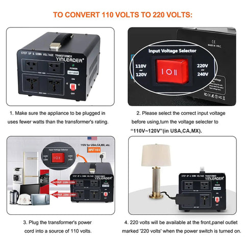 Beefy 3000 Watt Voltage Converter Transformer 110V To 220V Or 220V To 110V CE Certified Heavy Duty Power Adapter usage instructions
