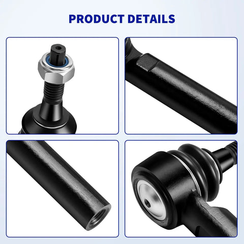Chevy Silverado 1500 4Pc Front Inner Outer Tie Rod Ends Kit Direct Fit Replacement For 2007 2008 2009 2010 2011 2012 2013 Models Including Avalanche Suburban 1500 Tahoe And GMC Sierra Yukon 1500 black steel tie rod ends
