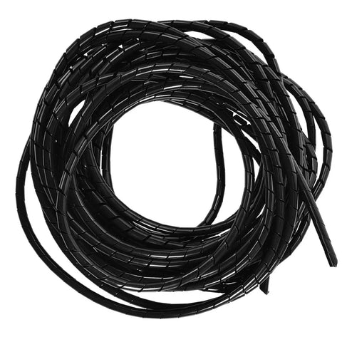 Slick Black Spiral Cable Wrap Tube Ten Meter Cord Manager For PCs And Home Office Setup To Keep Wires Neatly Stashed.