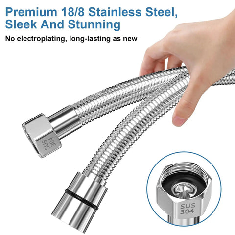 Extra Long 79 Inch Stainless Steel Shower Hose For Handheld Shower Heads, flexible hose with G1/2 interface in hand