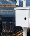 Hella Durable Outdoor Electrical Box With IP65 Waterproof Steel Cabinet And Dead Simple One Piece Ventilation Shell, mounted in rain.