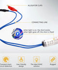 24 VAC Circuit Short Finder Tester With Bright LED Indicator For Real Time Status, Fast Fault Locating, Automatic Reset, Compact Pro Tool For Electrical Troubleshooting In 24 Volt Systems, blue leads and alligator clips