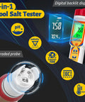 Five In One Pool Water Tester For Saltwater Pools And Hot Tubs Digital Salt And PH TDS EC Meter with digital display and probe