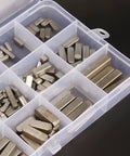 Pro Grade 140 Piece Keyway and Feather Key Set for Pulleys and Shafts, 8mm to 30mm Range, 16 Sizes, Includes a Handy Plastic Storage Box for Easy Carry, Quick Access, and Rugged Mechanical Fastening in Industrial Projects plastic storage box with assorted metal keys