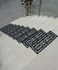 6 Piece Regal Stair Treads Rubber Step Mats For Indoor Use, Non Slip, 9.75x29.75 Inches, Black, Easy Clean With No Glue
