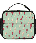 Insulated Lunch Bag With Shoulder Straps, Portable Cooler Bag For Office, School, And Travel, Lightning Bolt Design, Durable Polyester Construction, Spacious Main Compartment, Side Mesh Pockets For Drinks, Great For Meals, front view