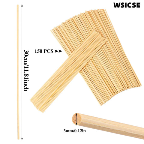 Top Shelf Natural Wooden Dowel Rods 1/8 Inch By 12 Inches For Diy Crafts And Garage Works, 150 pcs, smooth finish.