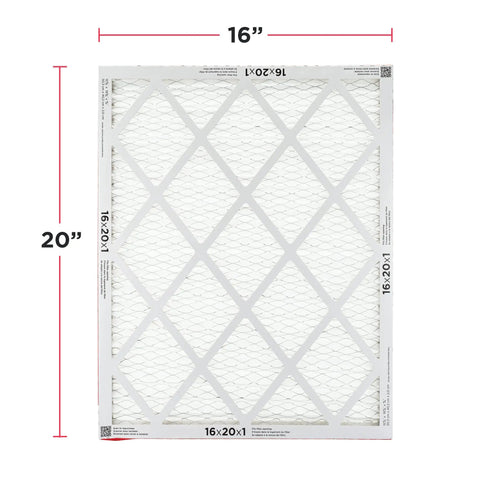 Front view of Allergen Buster Pleated Air Filter 16x20x1 MERV 8 Electrostatic for HVAC and furnace, showing exact size 15.81 x 19.81 x 0.81.