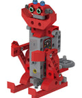 Red and gray motorized robot from Hands On Robot Factory STEM Kit For Kids Ages Five And Up Build Eight Motorized Robots With A Storybook Guide
