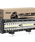 12 Inch 300W Triple Row LED Light Bar Flood And Spot Combo With 30000LM displayed with packaging for driving off road