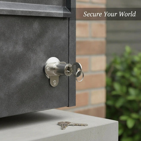 Durable Zinc Alloy Cam Lock for Cabinets and Mailboxes With Silver Finish 16mm Diameter Includes 2 Keys installed on mailbox