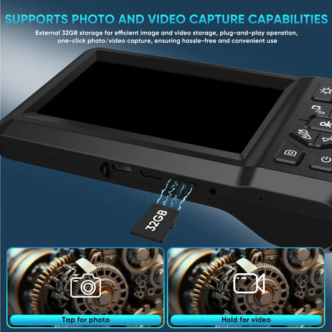 Close-up of 32GB card slot on Dual Lens 1080P HD Industrial Endoscope Borescope With Light IP67 Waterproof Snake Camera