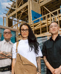 Heavy Duty Full Frame Shield Safety Glasses With Kickass Polarized Cobalt Mirror Lenses For Killer Clarity And Hella Anti Fog Anti Scratch Protection Built Tough For Outdoor Tasks And Driving worn by three people at a construction site.