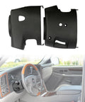 Steering column trim covers, two-piece black plastic upper and lower kit for 2003–2007 Chevy/GMC; interior view.