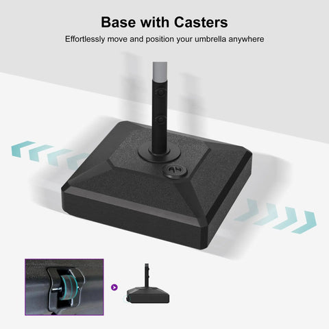 Patio Market Umbrella Base With Casters 154 Lbs Load Capacity Sand And Water Filled Easy Rolling Stand for stability
