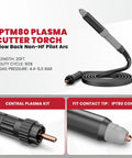Pro Grade IPTM80 Non HF Pilot Arc CNC Plasma Cutting Torch 80 Amp Straight Torch With 20 Ft Cable shown coiled with tips