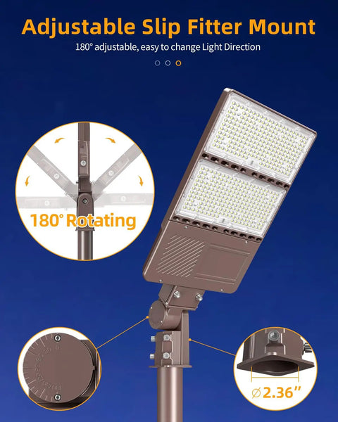 LED Parking Lot Light 150W 200W 240W Adjustable Wattage Outdoor Shoebox Flood Light With Photocell IP65 Waterproof UL Listed Slip Fitter