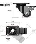 Dimensions of Badass 2 Inch Low Profile Casters With Total Lock Brakes And Durable Nylon Wheels for heavy-duty use.