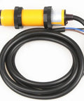 Go-To Proximity Switch And Photoelectric Sensor Kit For Precise Object Detection, 10cm Range, Diffuse Reflection Infrared Sensor, DC 6 To 36V, 3 Wire NPN NO Output, Noncontact Displacement Sensing For Industrial Automation And Robotics, yellow threaded cylindrical sensor with cable