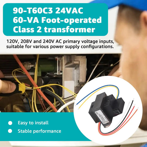 Heavy Duty 90 T60C3 Transformer 120 208 240 Volt To 24 Volt 60 VA Foot Mount Class 2 Replacement for Industrial HVAC Controls