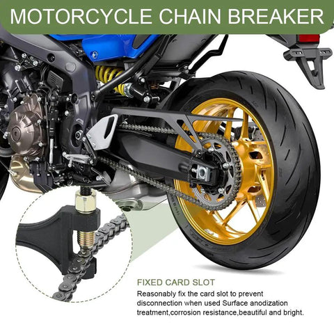 Heavy Duty Chain Breaker Tool For 420 428 520 525 528 530 Motorcycle Chain Link Removal Universal Fit For Go Kart Mini Bike Dirt Bike And ATV Built To Last Durable Metal Construction.