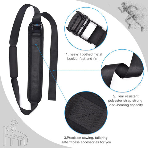 Nordic Hamstring Strap For Bench Training with durable nylon and heavy-duty zinc buckle, featured with close-up details.