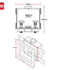 Quadtro Washing Machine Outlet Box Tail Piece With One Quarter Inch Turn Water Hammer, dimensions and design illustration