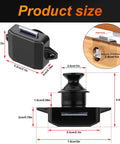 Dimensions of Five Pack Push Button Cabinet Latch Locks for RVs and Home with installation guide detail.