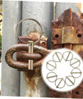 Heavy Duty Lynch Pin 8 Piece Kit Spring Loaded Trailer Pins For Mowers And Farm Equipment Durable Quick Release Fasteners For Secure Connections Ideal For Trailers Tow Gear And Heavy Loads Built Tough For Rugged Jobs. spring pin on rusty trailer latch, 8-piece kit