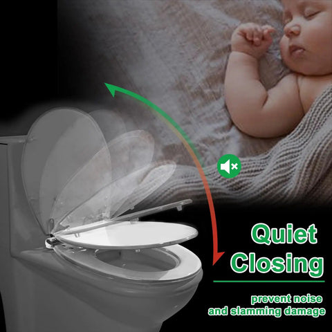 Premium Elongated Toilet Seat Featuring Gentle Soft Close Cover And No Sweat Quick Mount Hardware For Standard Oval Bowls In Classic Beige, demonstrating quiet closing feature.