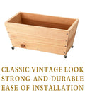 Wooden box on 2 Inch Antique Brass Caster Wheels With Brake Set Of 4 For Furniture And DIY Projects, vintage aesthetic.